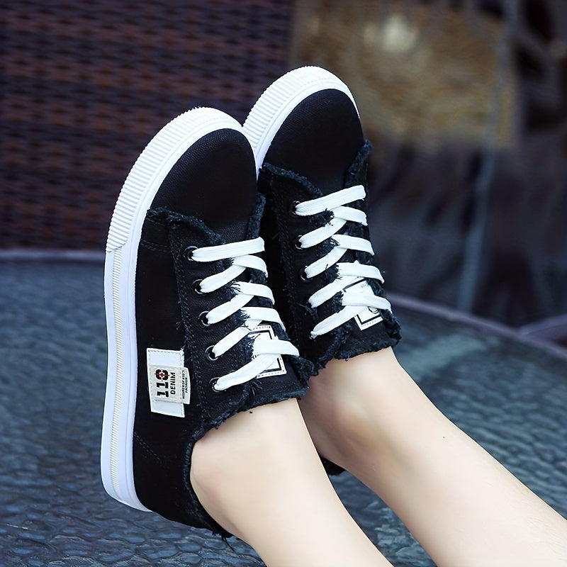Classic Canvas Flat Shoes, Solid Color Casual Shoes